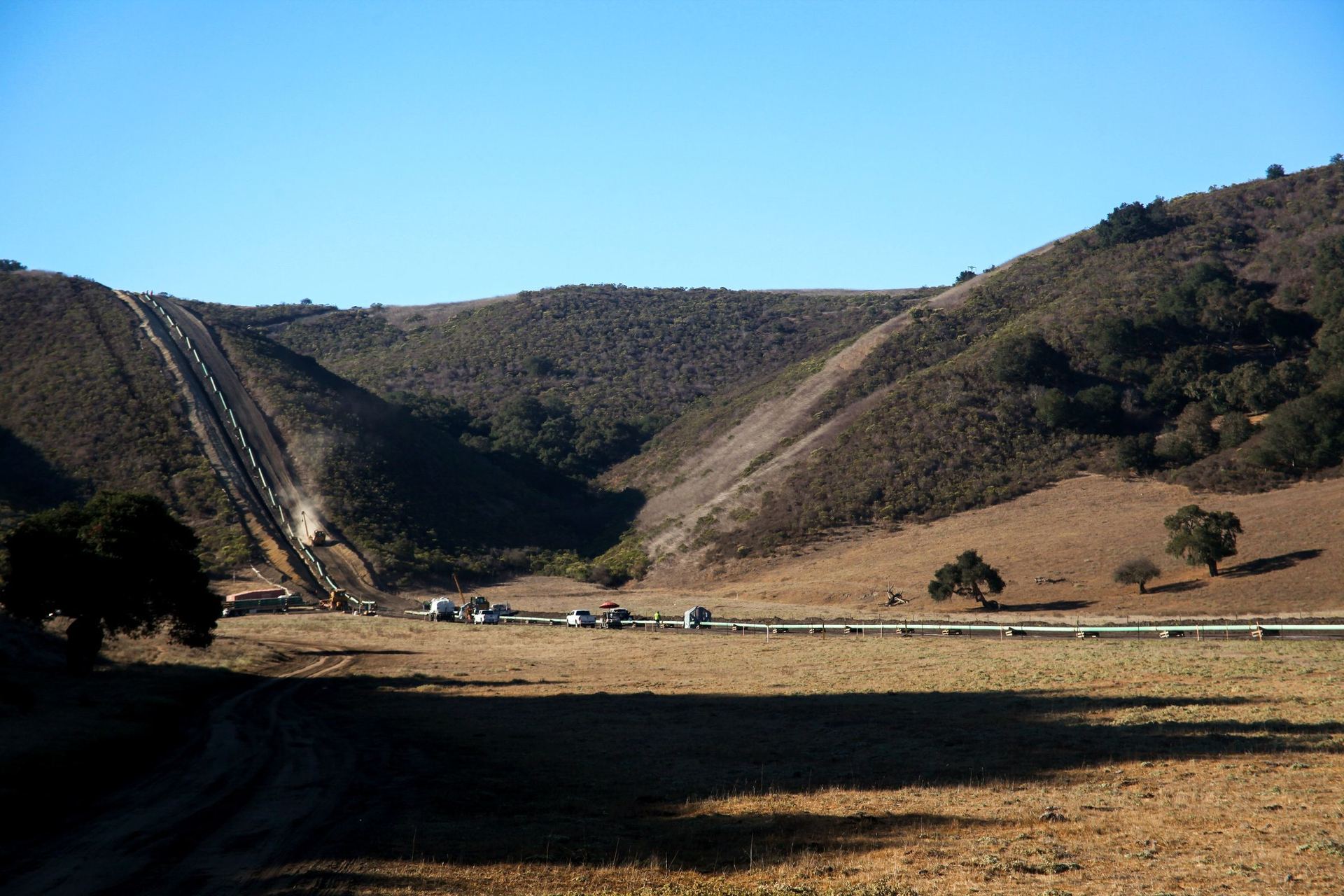 Pipeline right-of-way climbing through California hills
